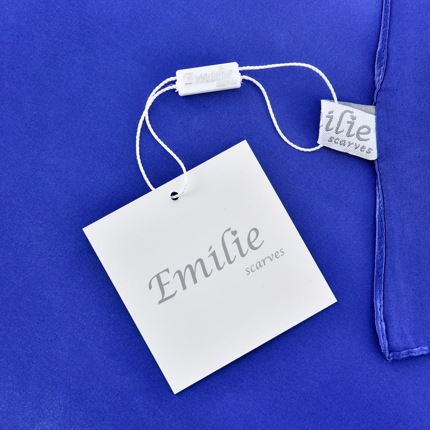 Scarf satin square cobalt blue
