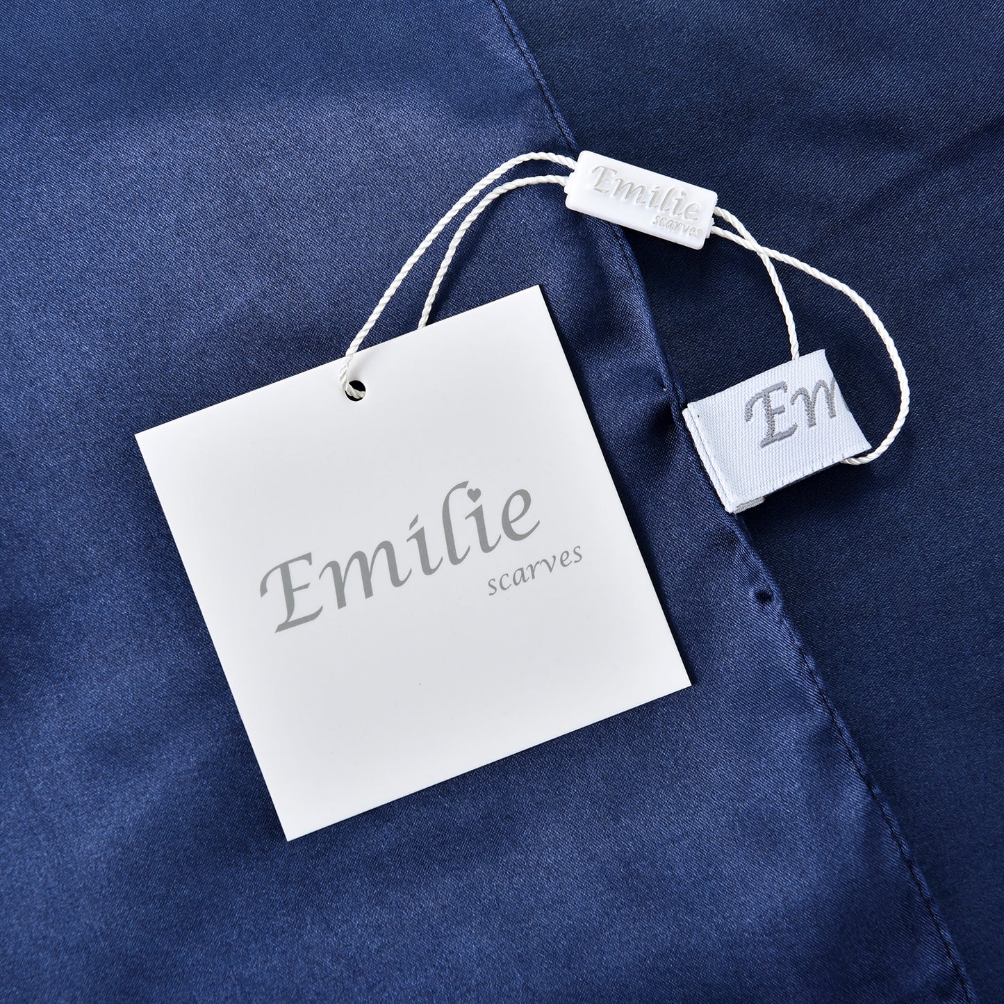 Scarf satin long dark blue