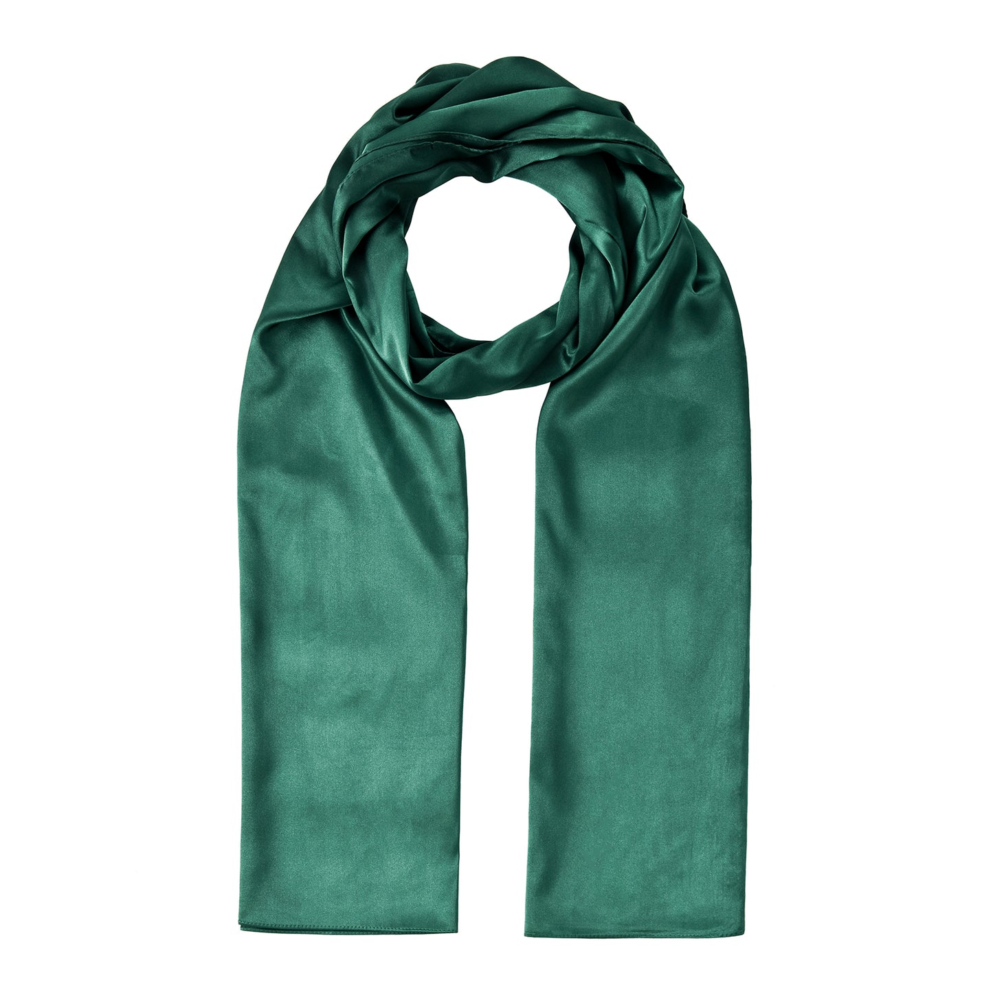 Scarf satin long dark green