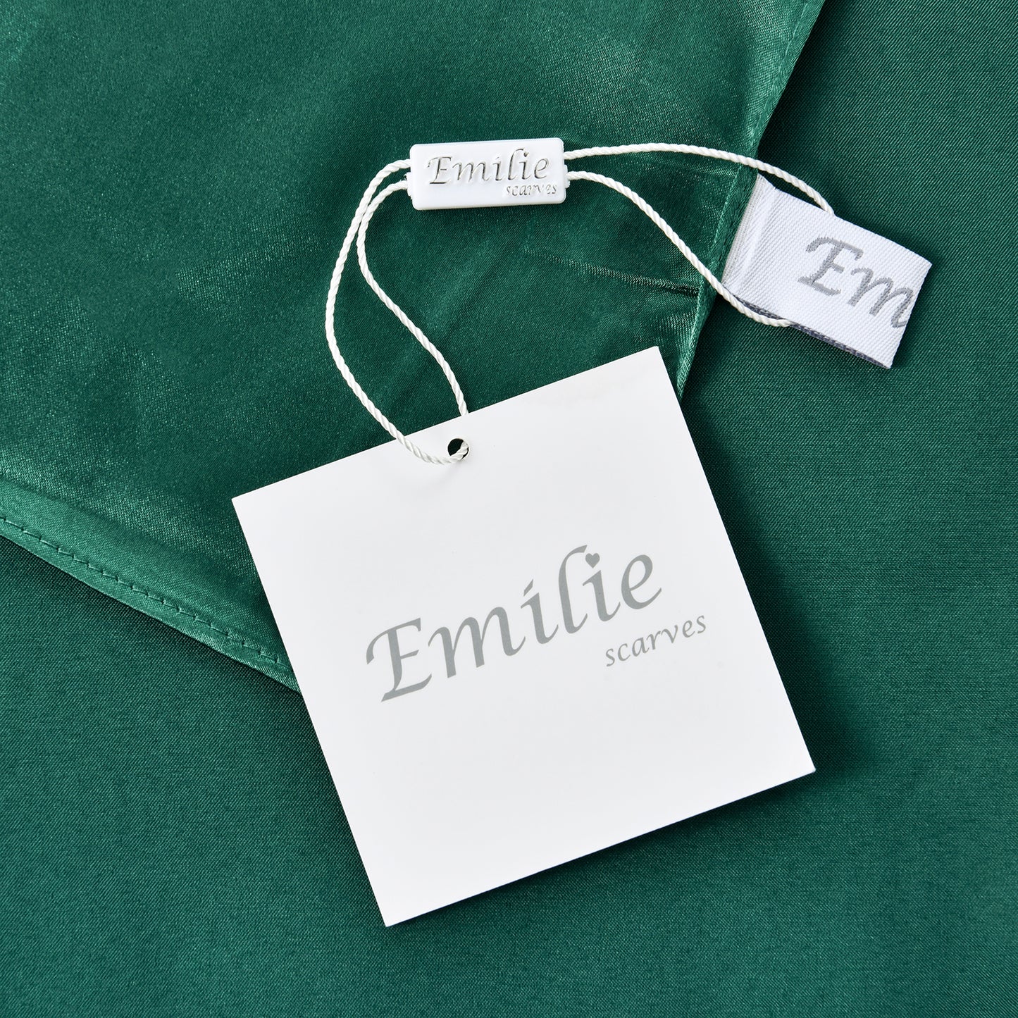 Scarf satin long dark green