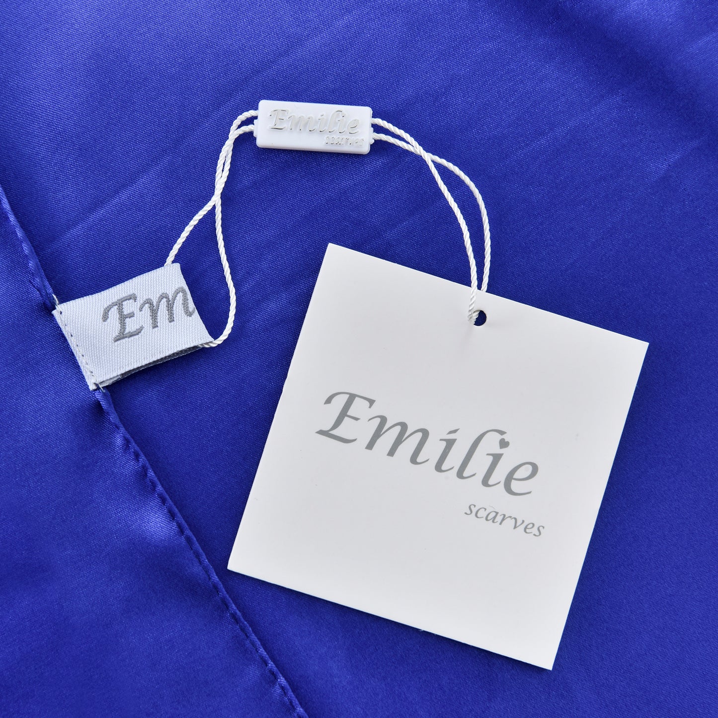 Scarf satin long cobalt blue