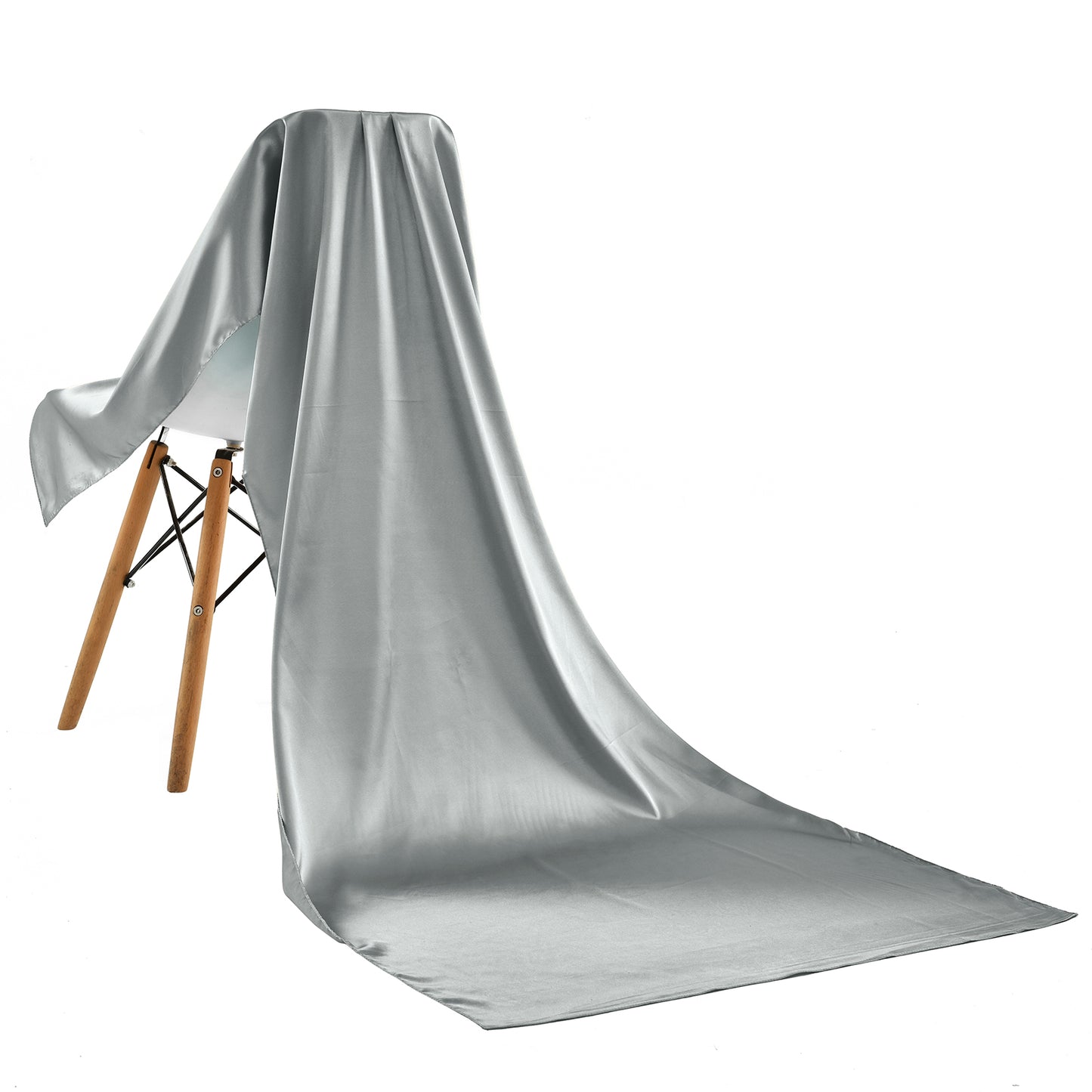 Scarf satin long silver