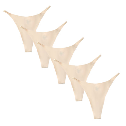 Thong Set of 5 Minimalist with narrow band beige