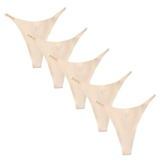 Thong Set of 5 Minimalist with narrow band beige