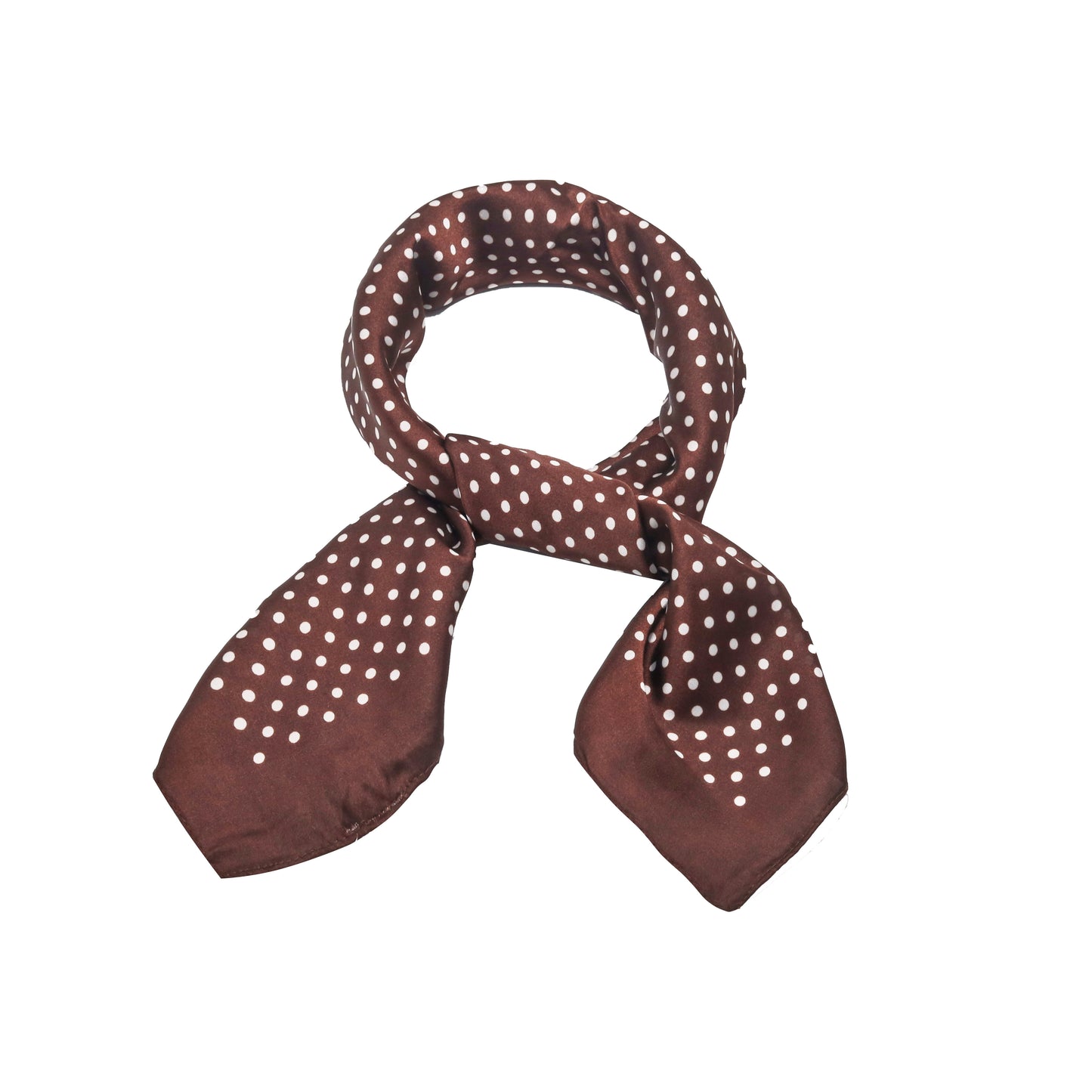Scarf satin brown dot print square 70 x 70