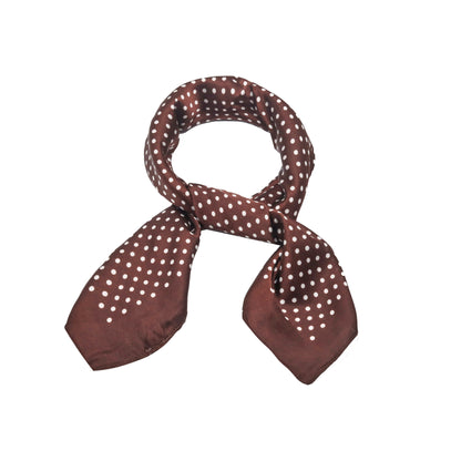 Scarf satin brown dot print square 70 x 70