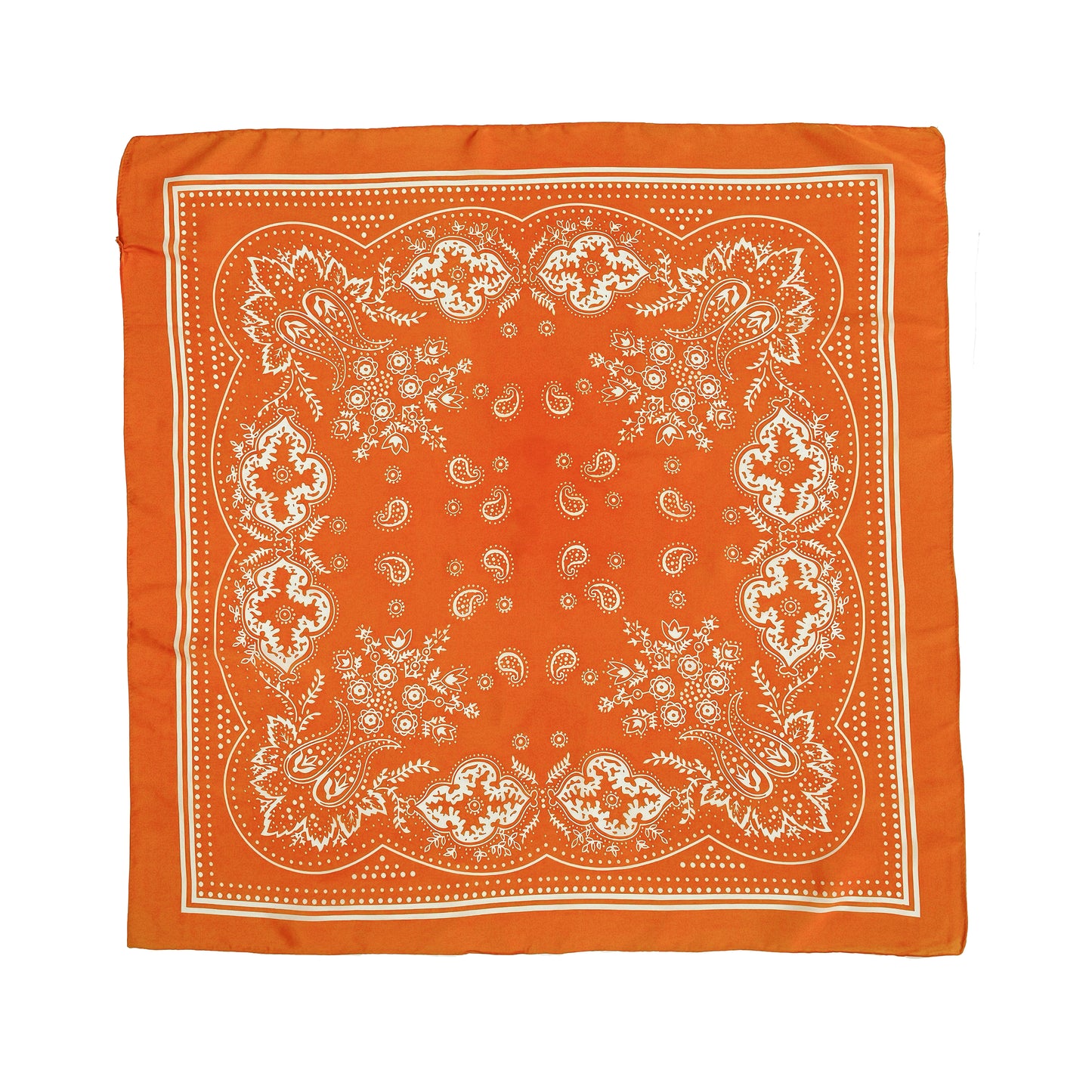 Square scarf orange  print  70 x 70 cm