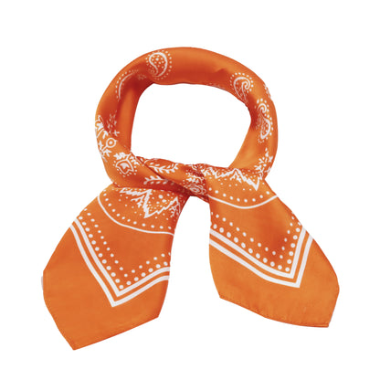 Square scarf orange  print  70 x 70 cm