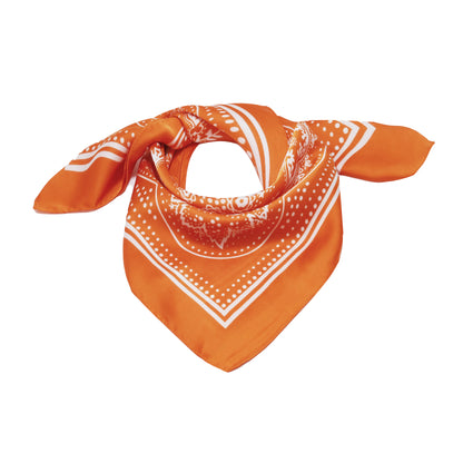 Square scarf orange  print  70 x 70 cm