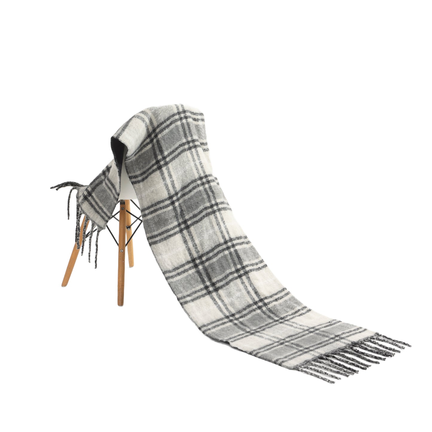 Two toned Checked print scarf black