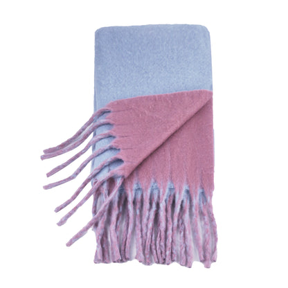Two-tone winter scarf pink & blue