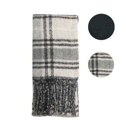 Two toned Checked print scarf black