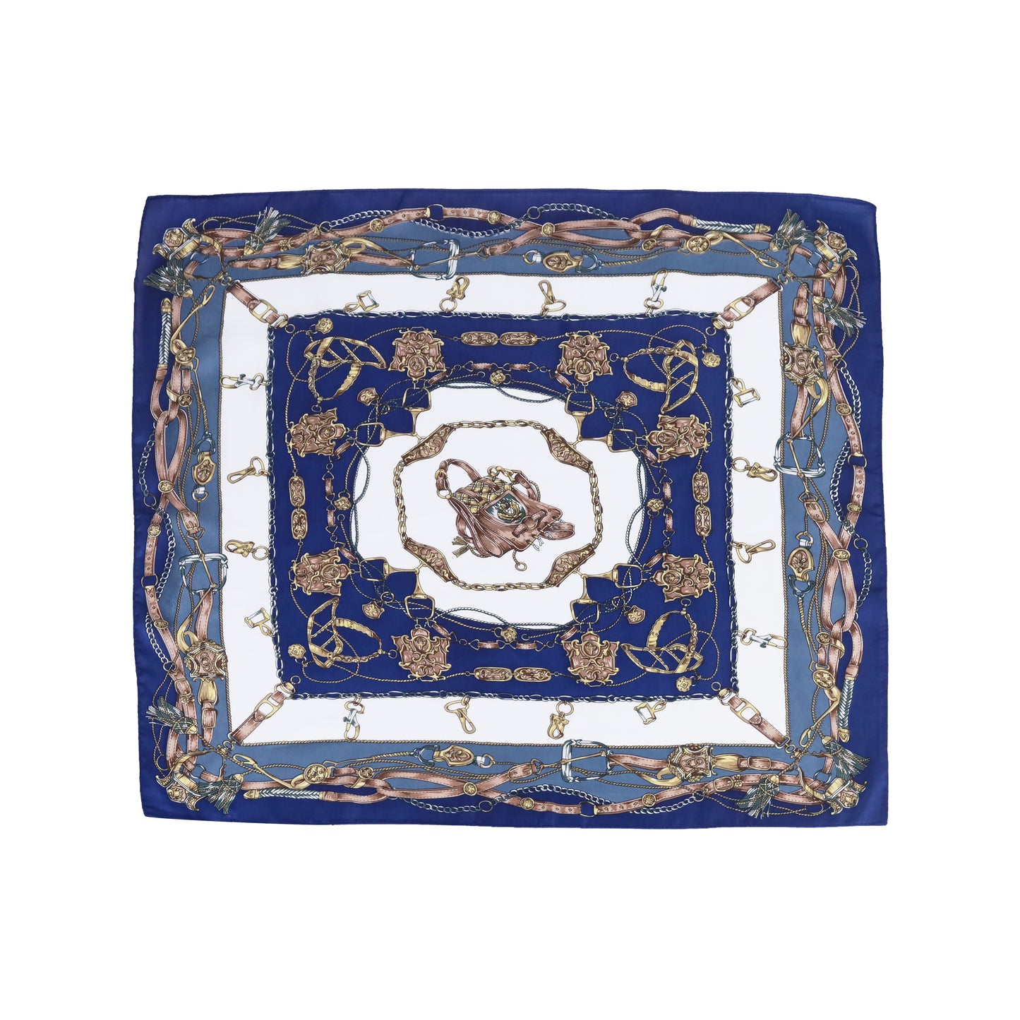 Scarf satin blue print square 70 x 70 cm