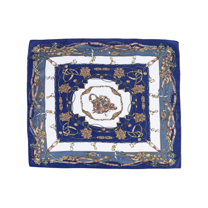 Scarf satin blue print square 70 x 70 cm