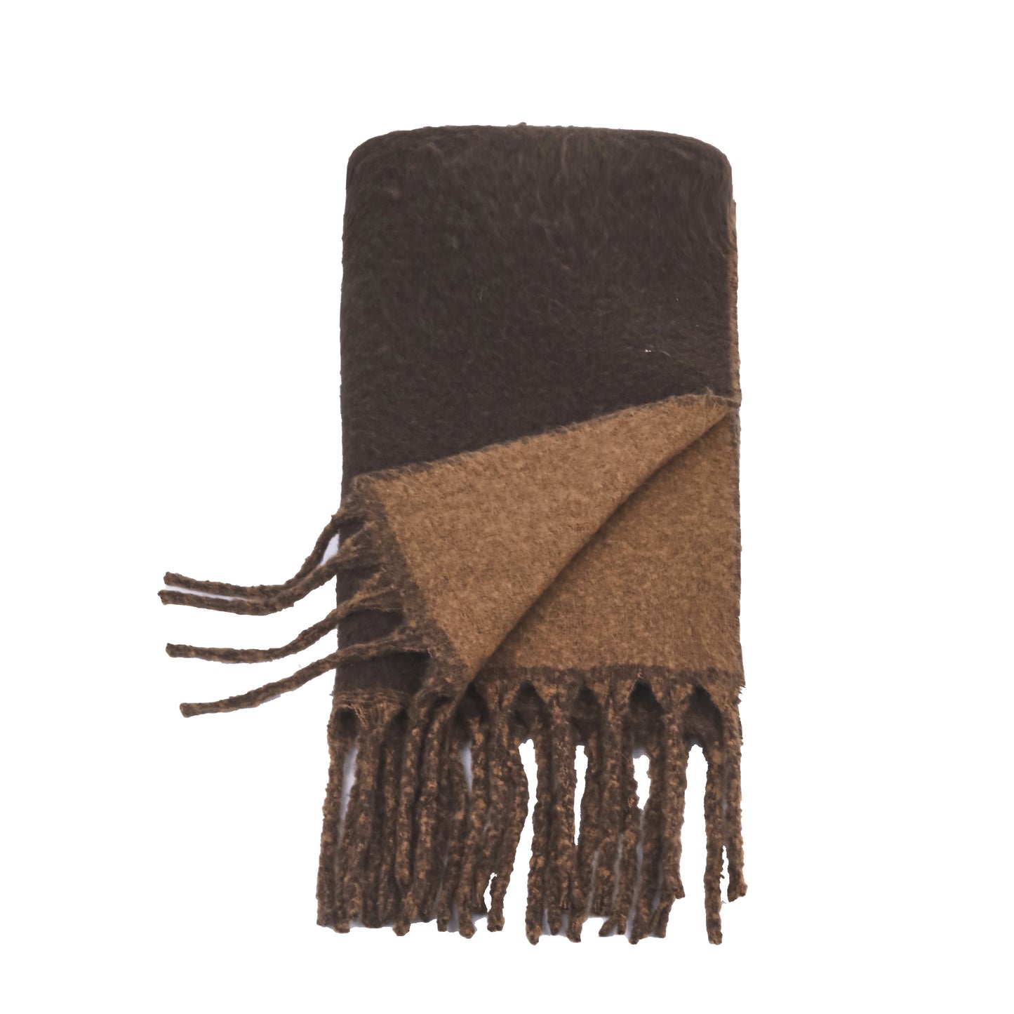 Two-tone winter scarf brown & camel