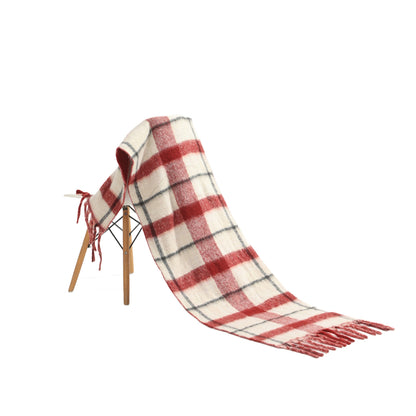 Two toned Checked print scarf red