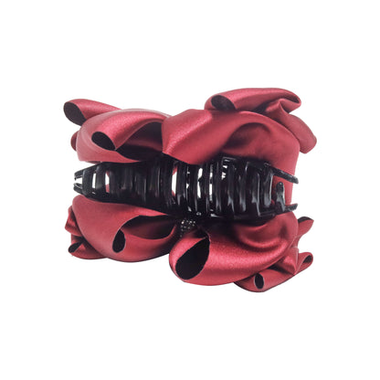 Hair clip bow wine red burgundy glitter