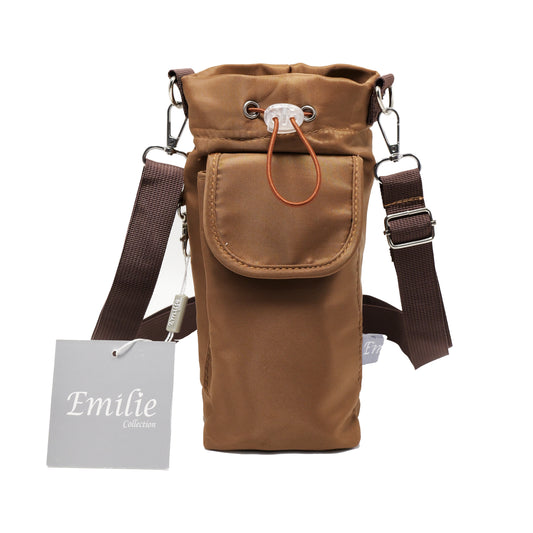 Sports water bottle bags–adjustable shoulder strap - Water-Resistant (23x14cm)-Brown