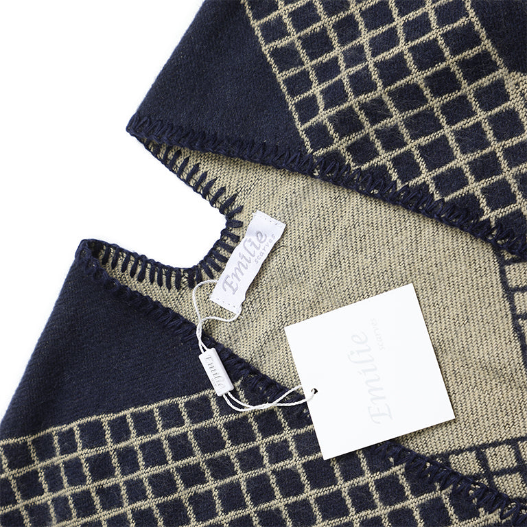 Winter Poncho blue and beige