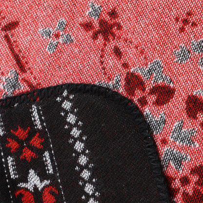 Winter Poncho red flower print