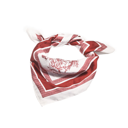 Scarf satin burgundy  print  square 70 X 70