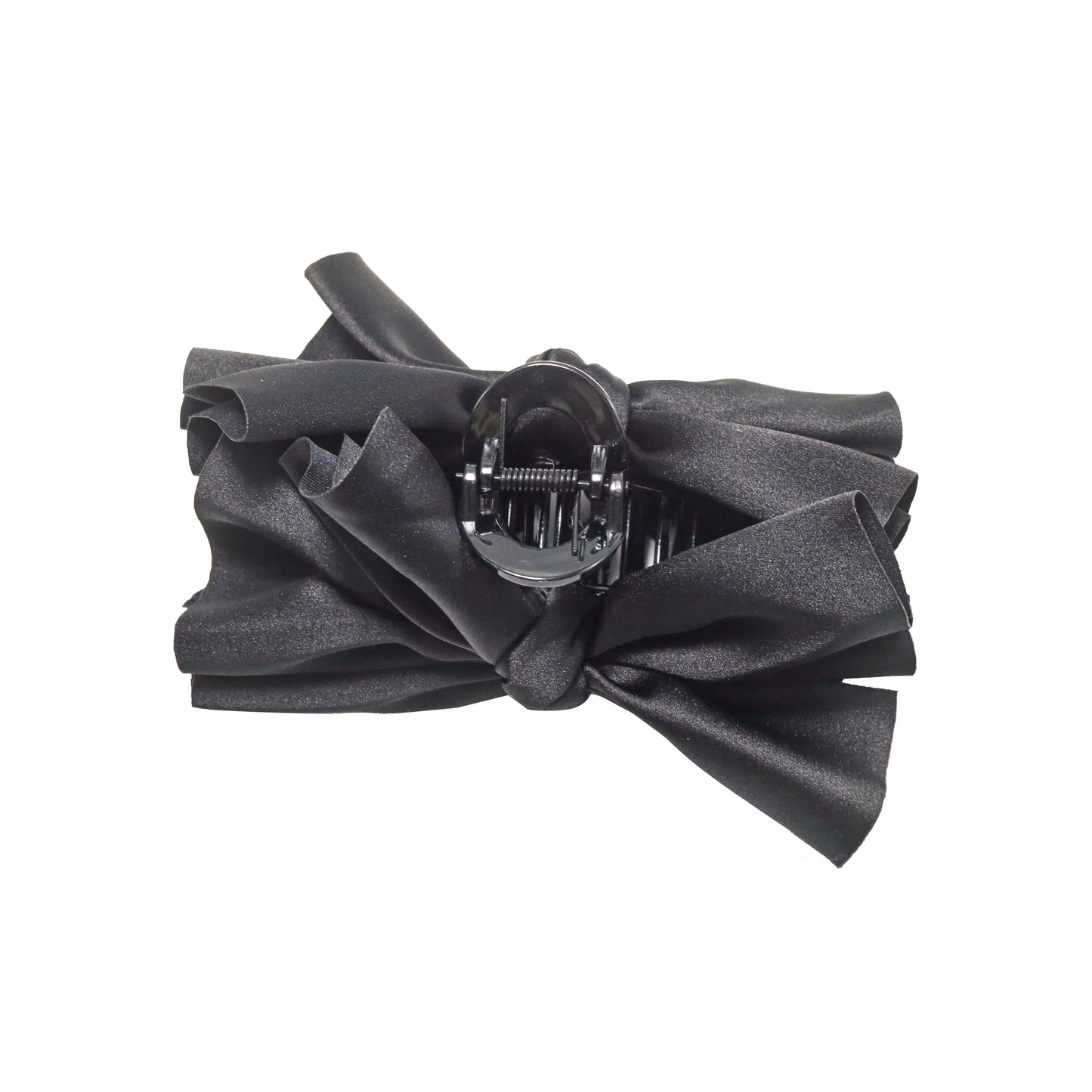 Hair clip black  bow satin