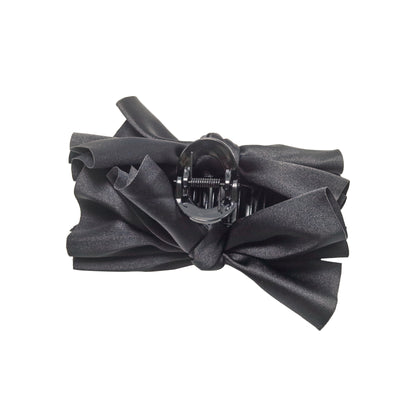 Hair clip black  bow satin