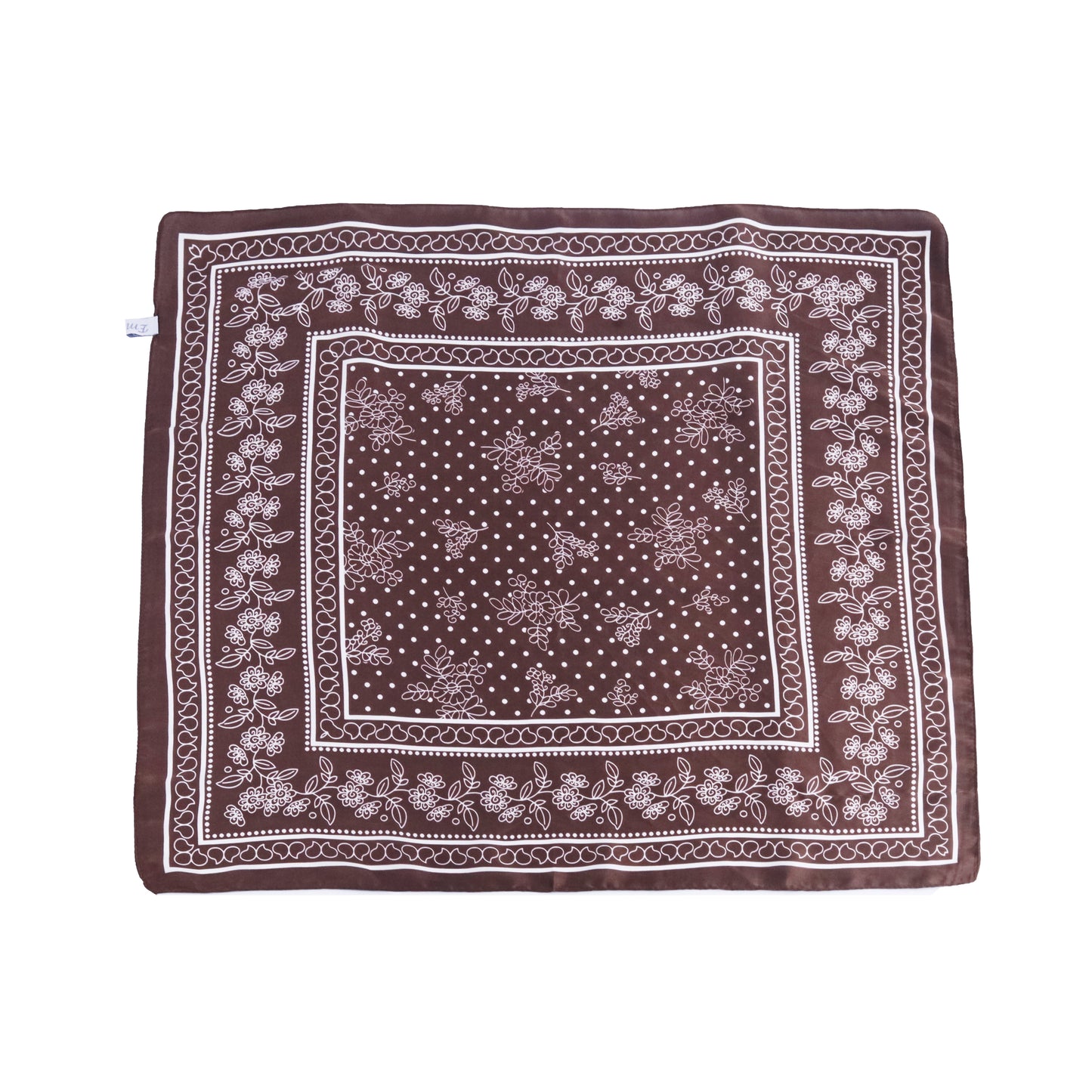 Scarf satin brown print square 70 x 70 cm