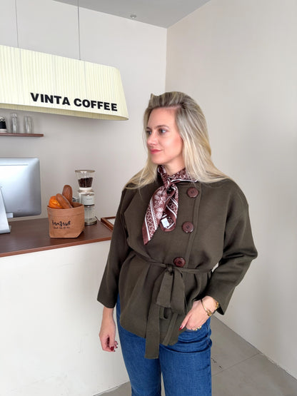 Scarf satin brown print square 70 x 70 cm