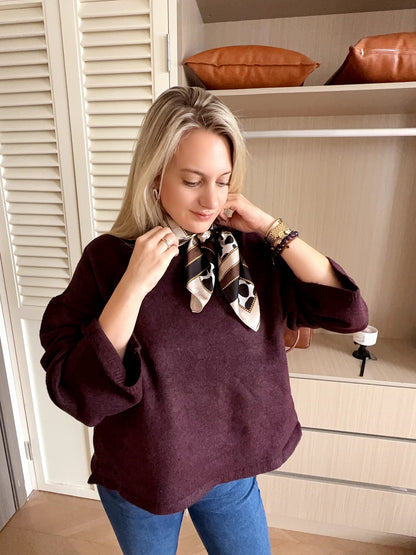 Scarf satin  brown  animal print  square 70 x 70 cm