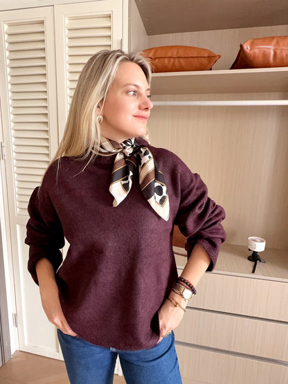 Scarf satin  brown  animal print  square 70 x 70 cm