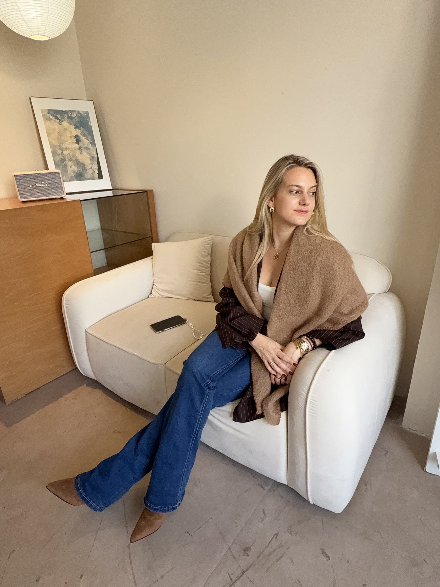 Winter scarf triangle - pink