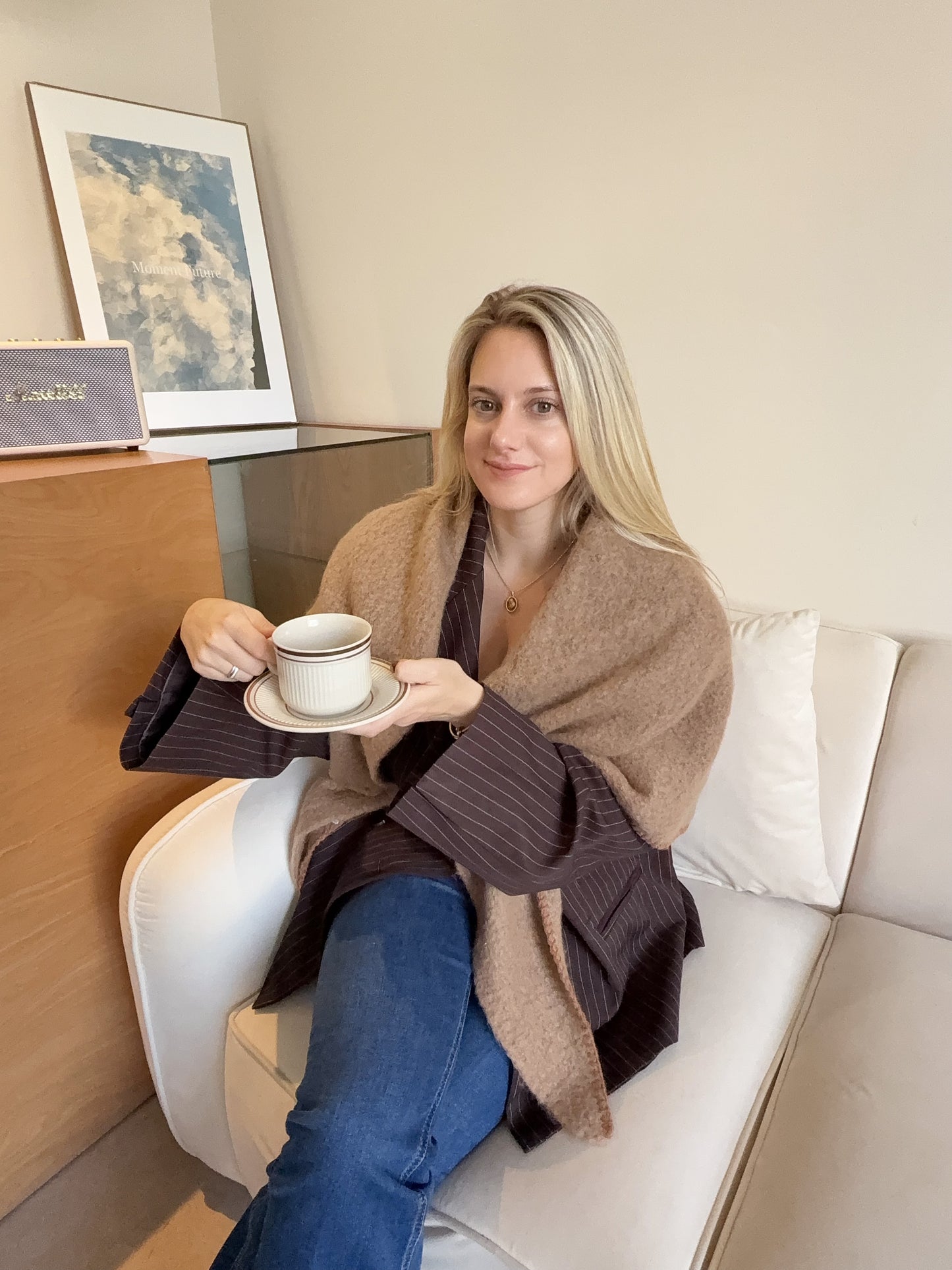 Winter scarf triangle - camel