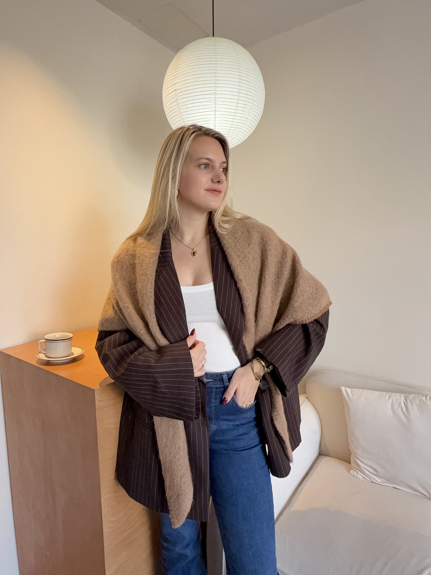 Winter scarf triangle - camel