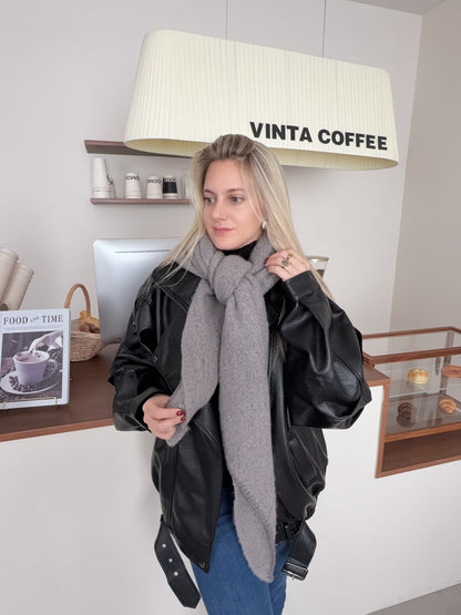 Winter scarf triangle - dark grey