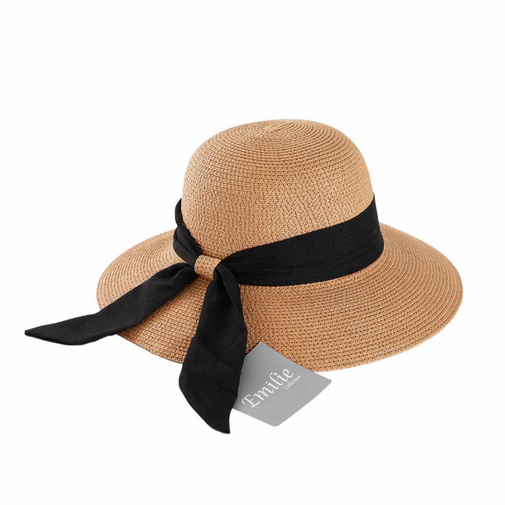 Hoed met strik bruin