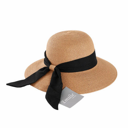 Hoed met strik bruin