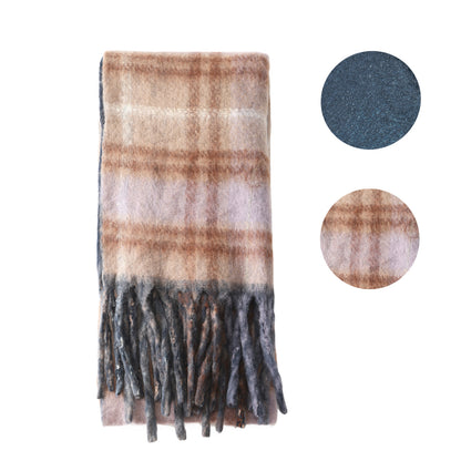 Two toned Checked print scarf navy blue