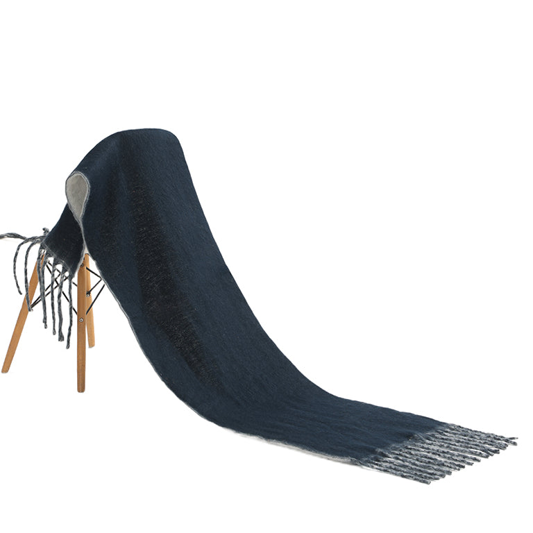 Two-tone winter scarf navy blue & grey