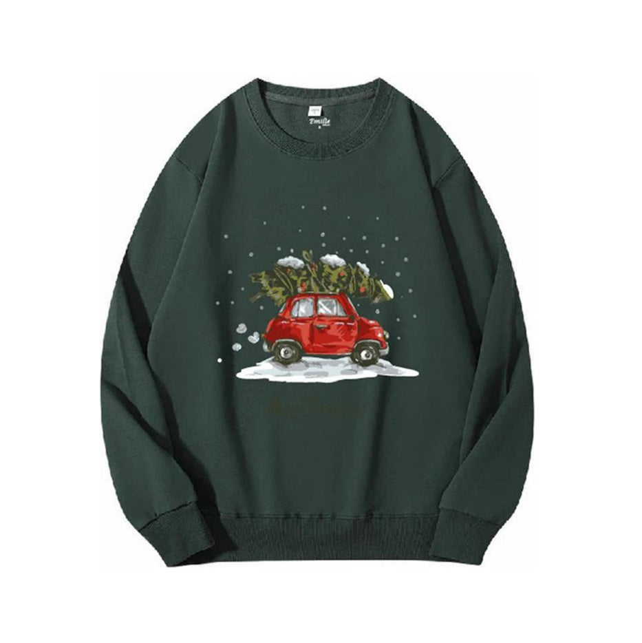 Christmas sweater green  Christmas tree on car