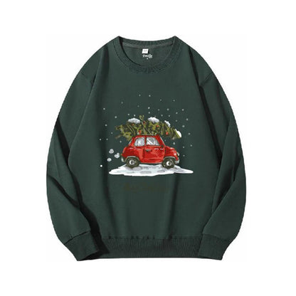Christmas sweater green  Christmas tree on car