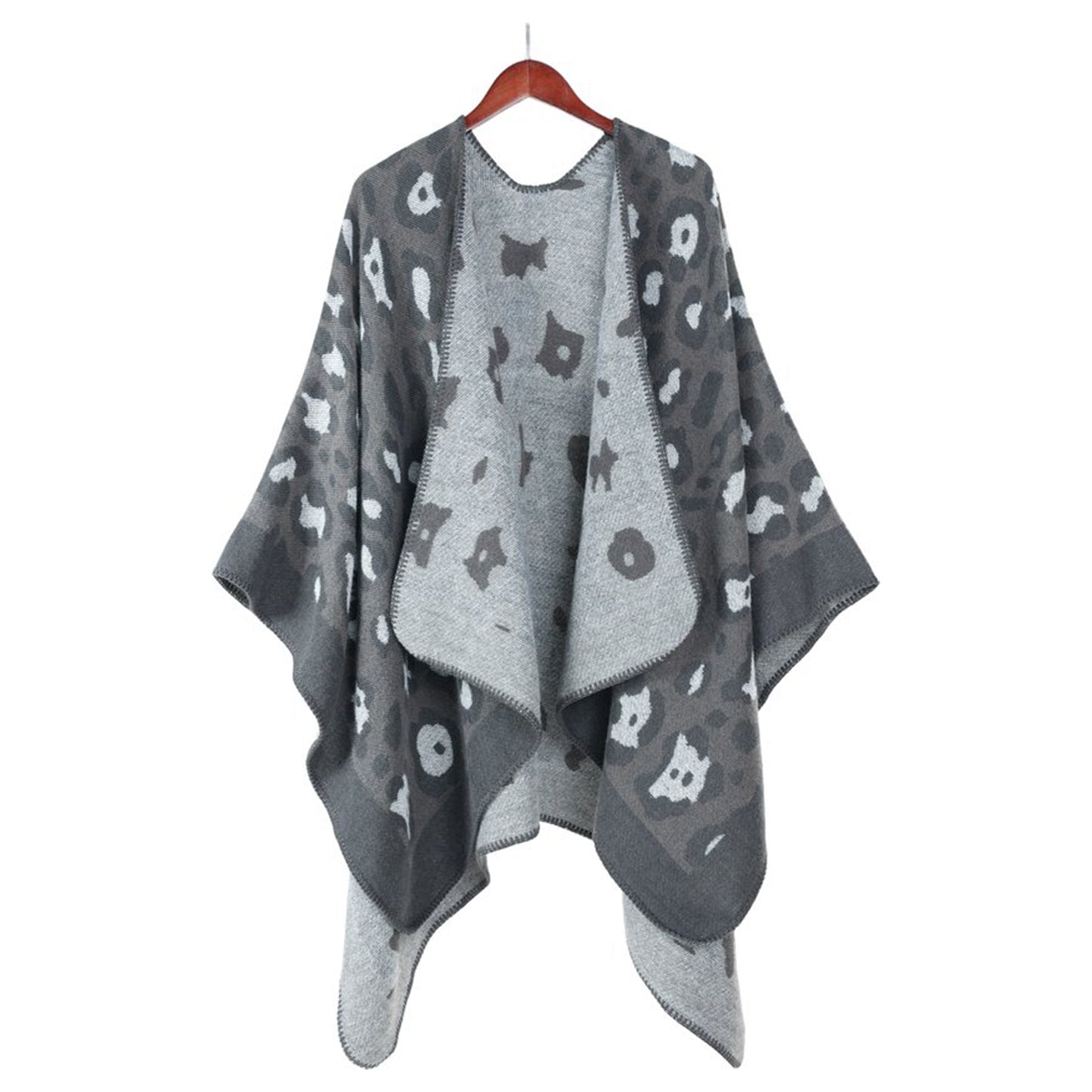 Emilie scarves poncho cape  leopard print gray  shawl