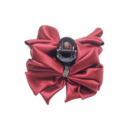Hair clip bow wine red burgundy glitter