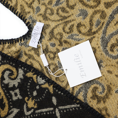 Winter Poncho black flower print