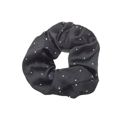 Scrunchie satin glitter rhinestones black brown beige set of 4