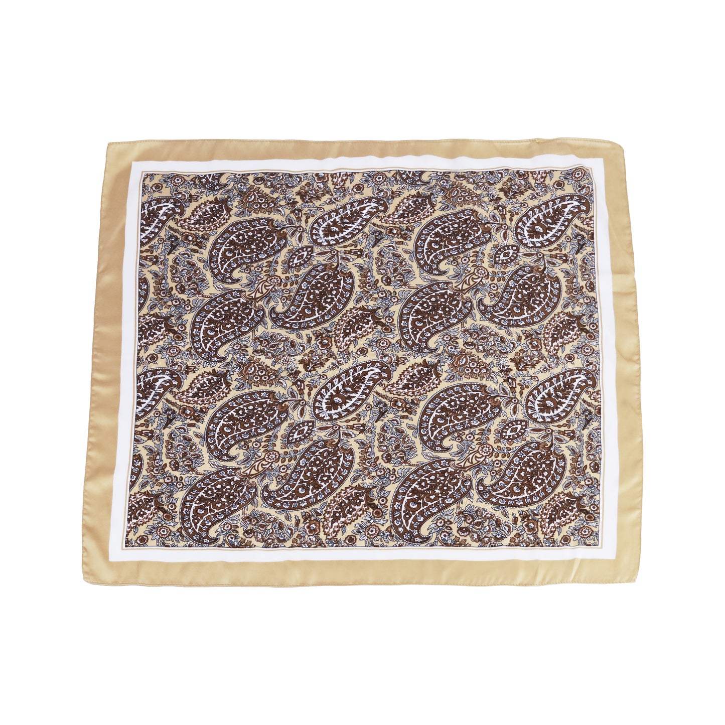 Scarf satin beige square paisley square 70 x 70 cm