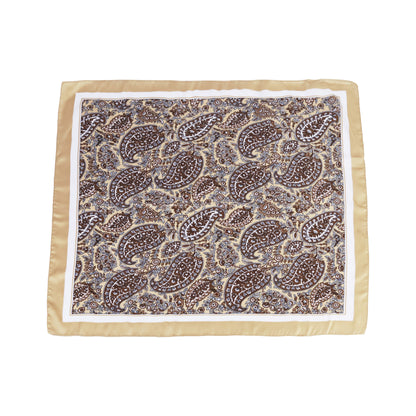 Scarf satin beige square paisley square 70 x 70 cm