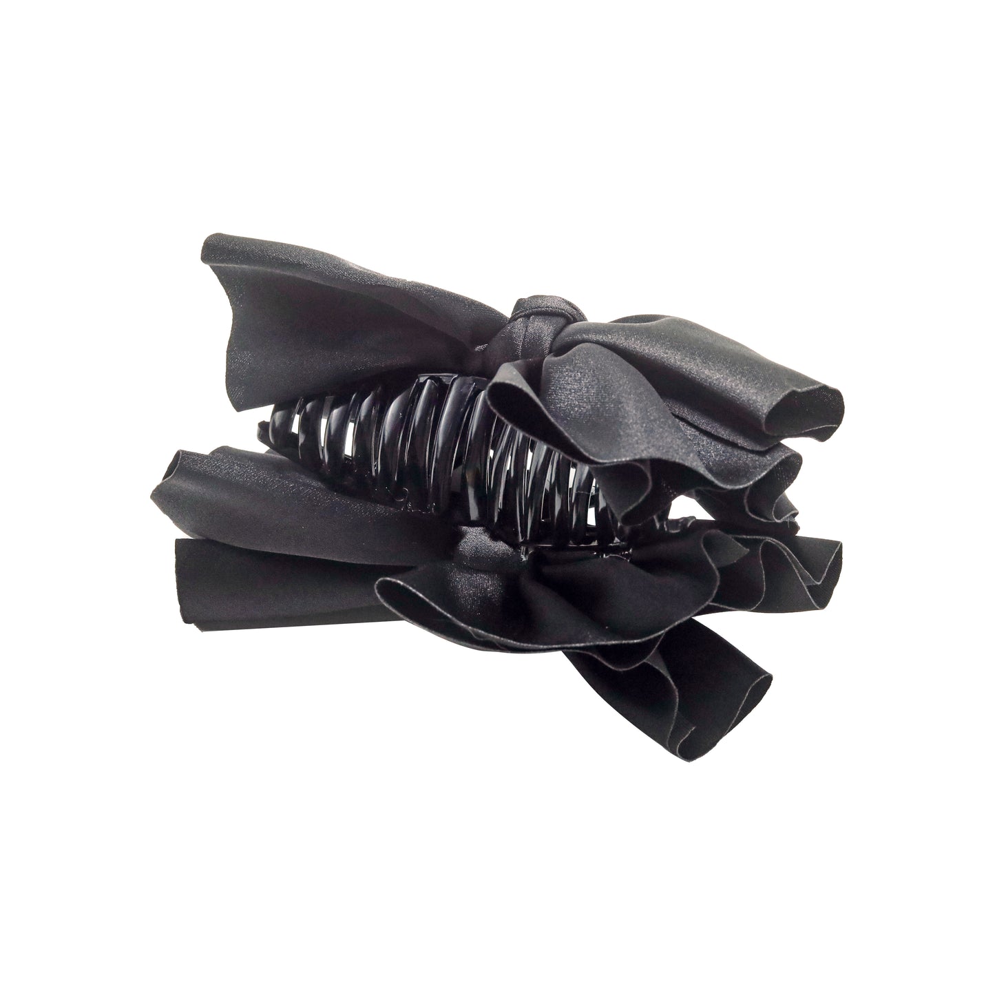 Hair clip black  bow satin