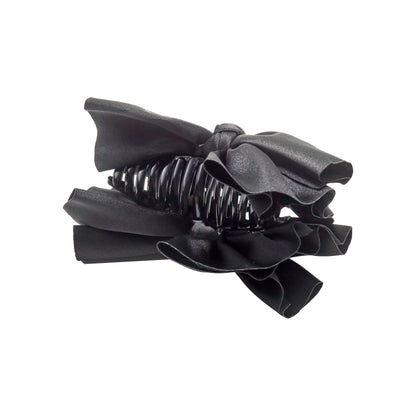 Hair clip black  bow satin