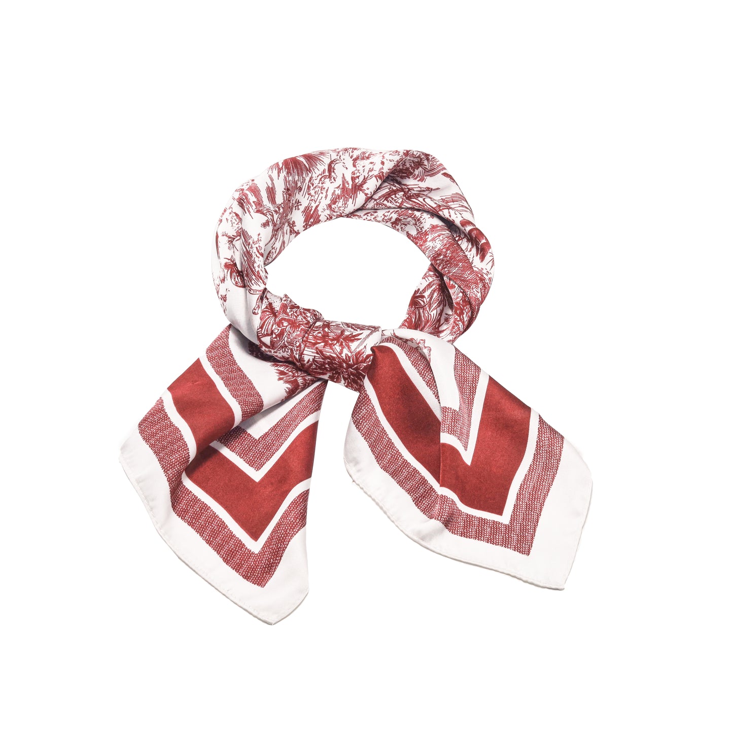 Scarf satin burgundy  print  square 70 X 70
